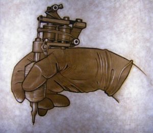 Pintura sobre vidrio tatuaje