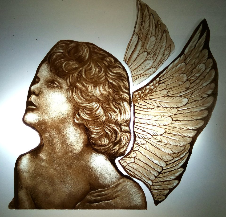 Curso de pintura sobre vidrio en grisalla ángel