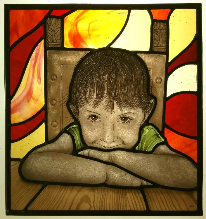 Stained glass girl portrait