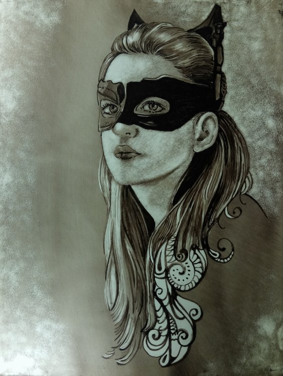 Pintura sobre vidrio Catwoman