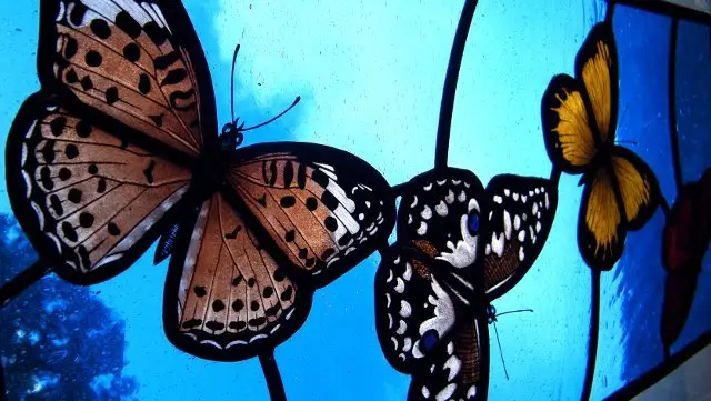 Stained Glass with Butterflies Detail