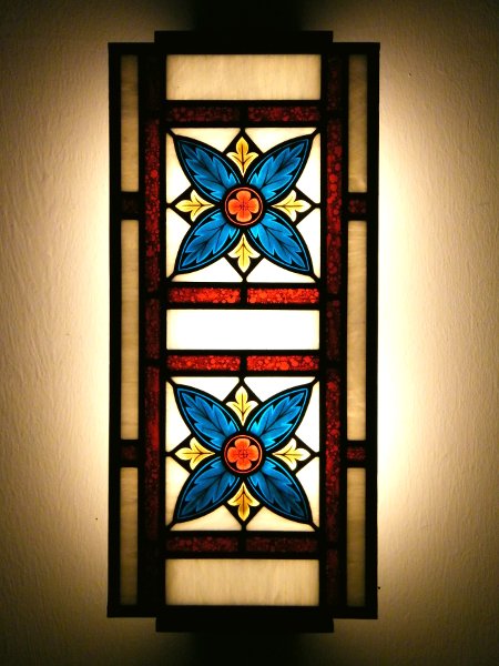 Blue and Red Gothic Wall Lamp