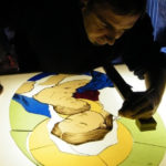 Diego Tolomelli painting on stained glass