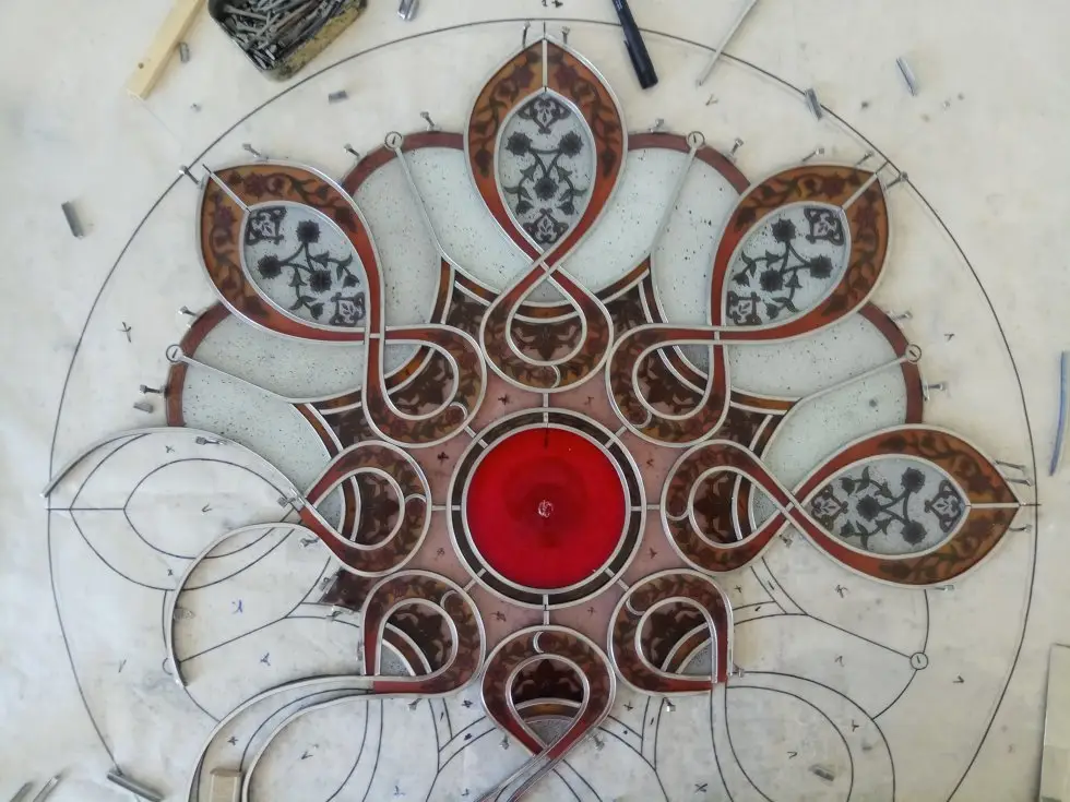 Islamic Rose window - painting on glass