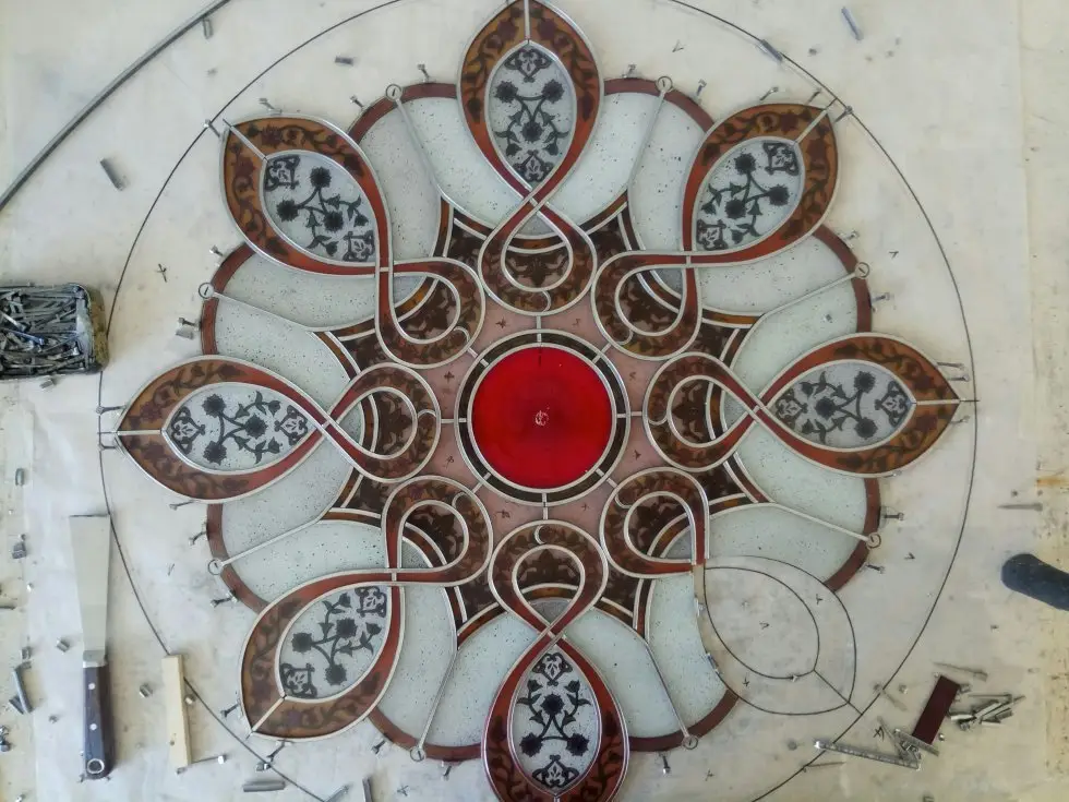 Islamic Rose window - painting on glass