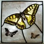 Stained Glass Yellow Butterflies