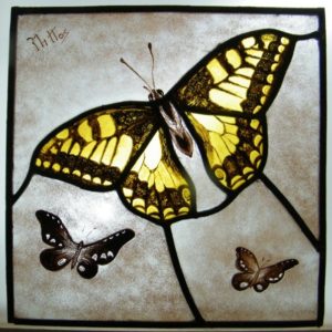 Curso de vitral con mariposas