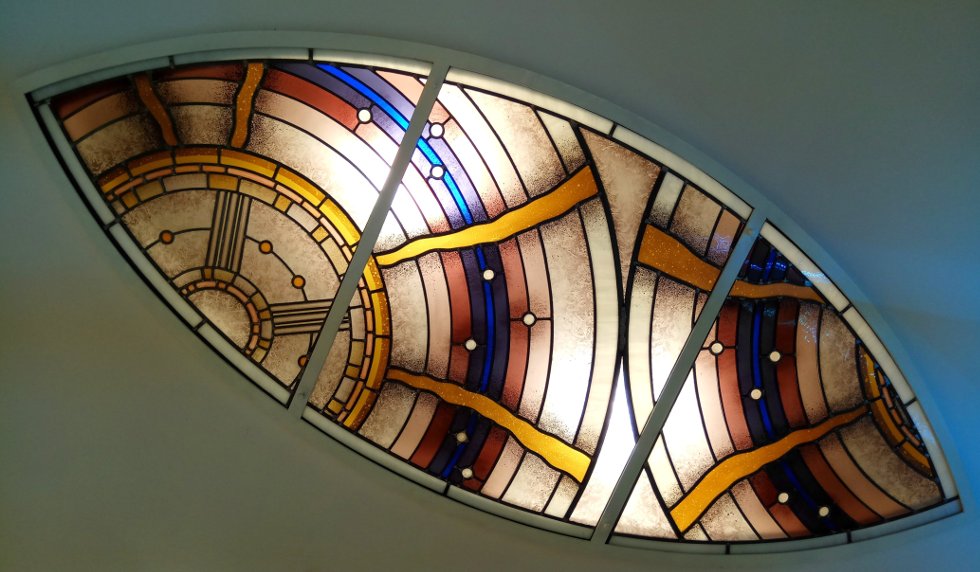 Modern Almond Shaped Stained Glass Window