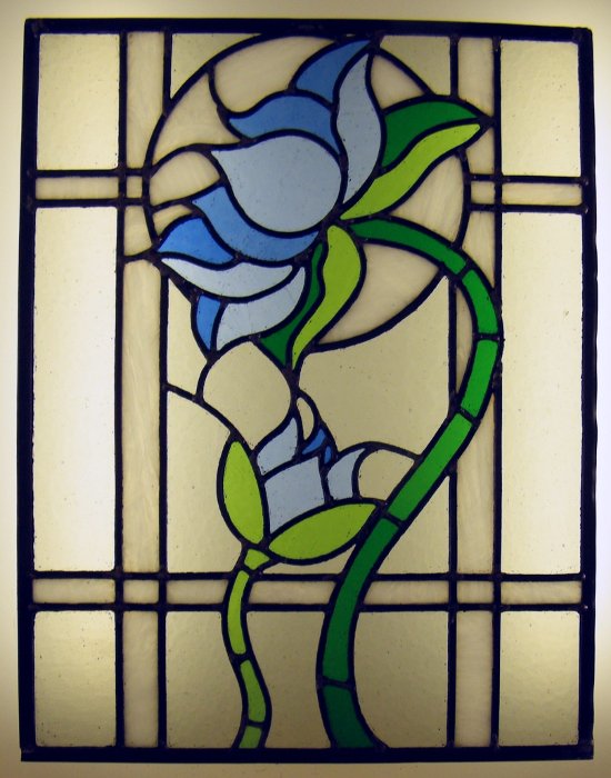 Curso de vitral en plomo flor azul