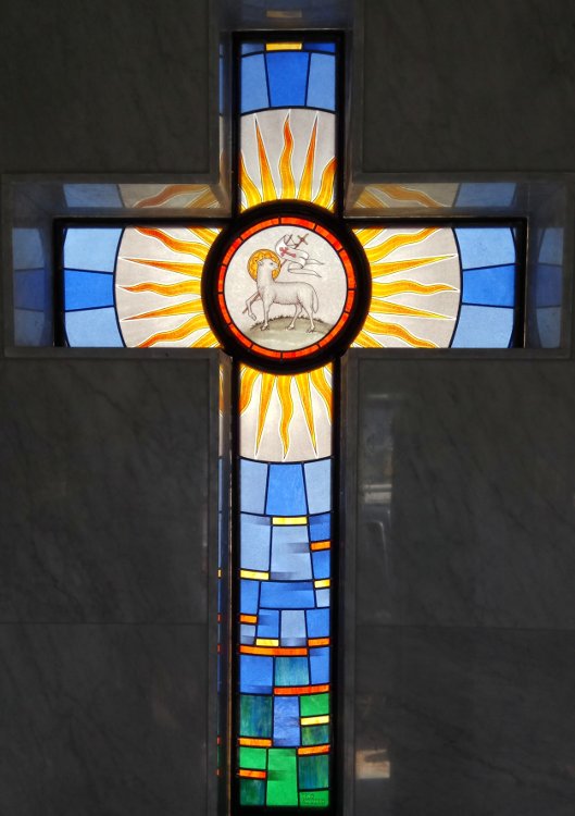 Religious Stained Glass with Cross