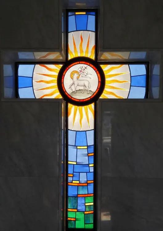 Religious Stained Glass with Cross