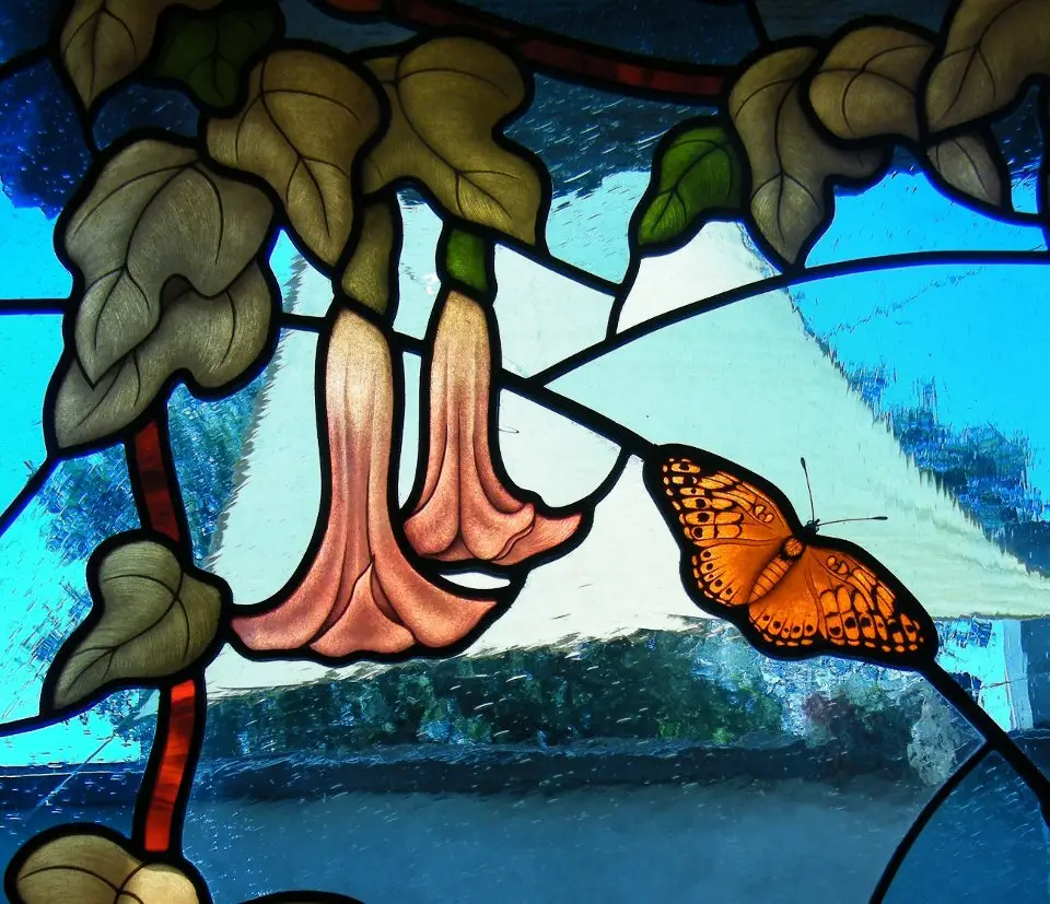 Leaded Stained Glass with Butterflies Detail