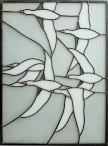 Stained glass with wild geese