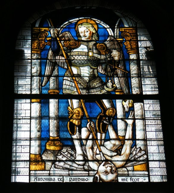 Medieval Stained Glass Saint Micheal