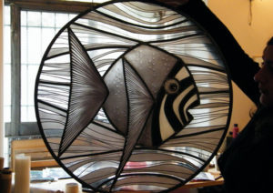 Modern Stained Glass With Fish