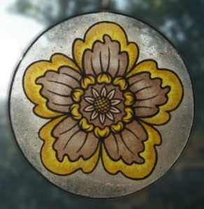 Medallón de vidrio Pintado Flor Amarillo