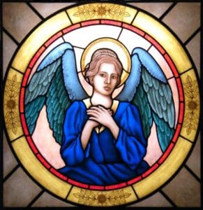 Angel stained glass window