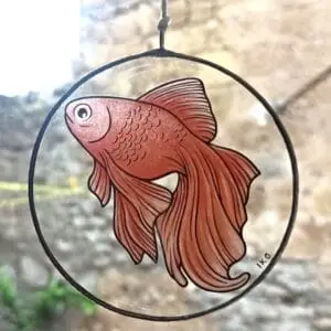 Pesce Rosso Illustrazione Dipinto Vetro