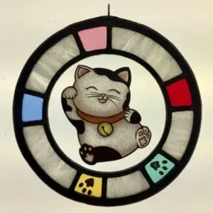 Maneki Neko Dipinto Vetro