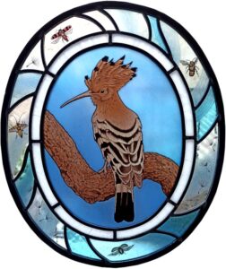 Stained glass with hoopoe