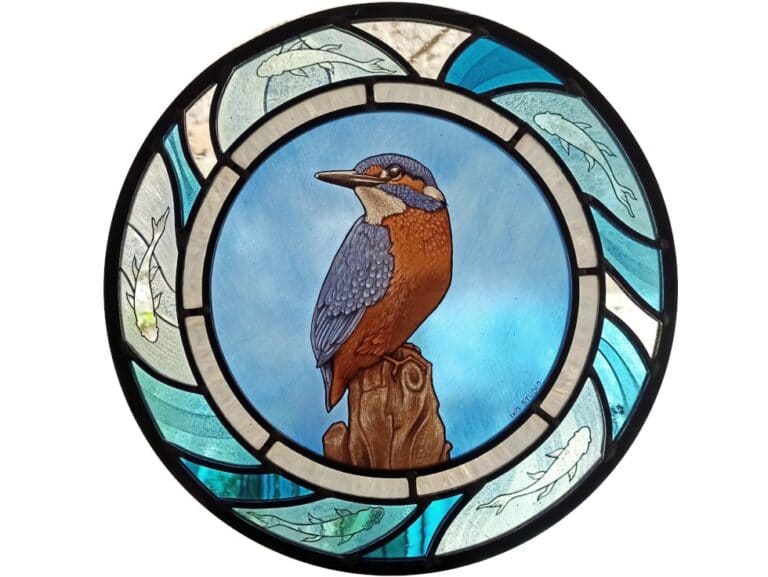 Stained Glaas With Birds Kingfisher