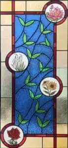 Stained glass window with flowers for a door