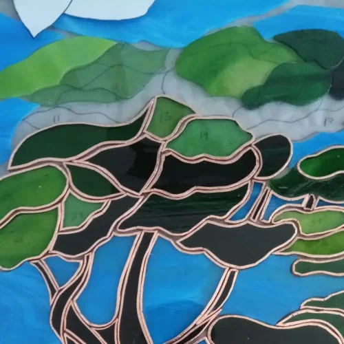 Curso de vitral Tiffany con cinta de cobre arbol verde Corso Vetrate Tiffany Albero Verde