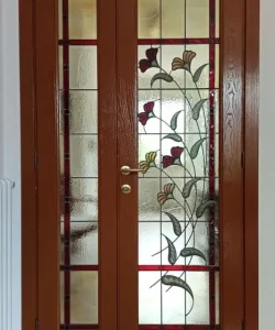 Handcrafted door with flowers