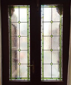 Door with simple and elegant stained glass