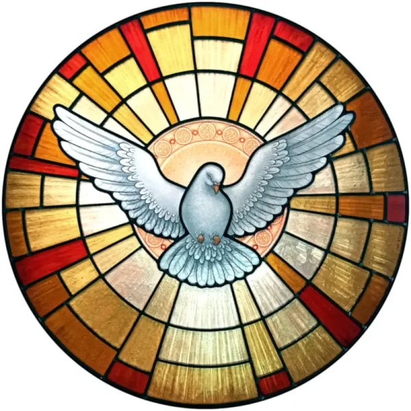 Sacred Stained Glass With Dove